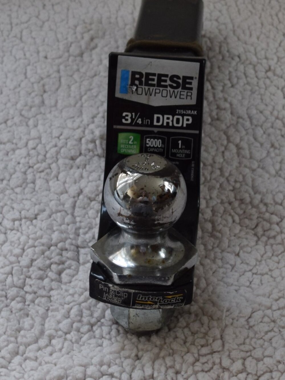 Reese Towpower 21543RAK 3-1/4” Drop Trailer Hitch Ball Mount Kit 2” Ball & Lock - Picture 3 of 6
